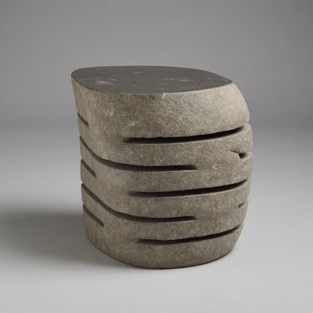 River Stone Block - Handcrafted Cylindrical Natural Finish