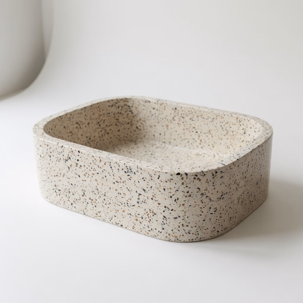 Terrazzo Stone Sink - Handcrafted Rectangular Honed Finish