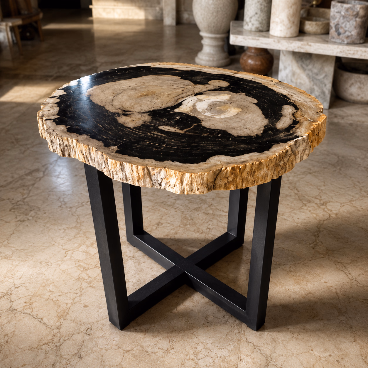 Ancient Stone Coffee Table - Handcrafted Natural Honed With Raw Edge Finish — view 2