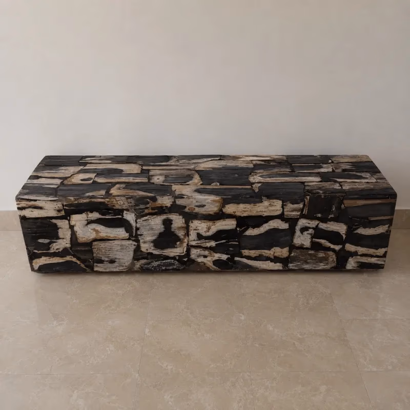Ancient Stone Coffee Table - Handcrafted Rectangular Polished Finish