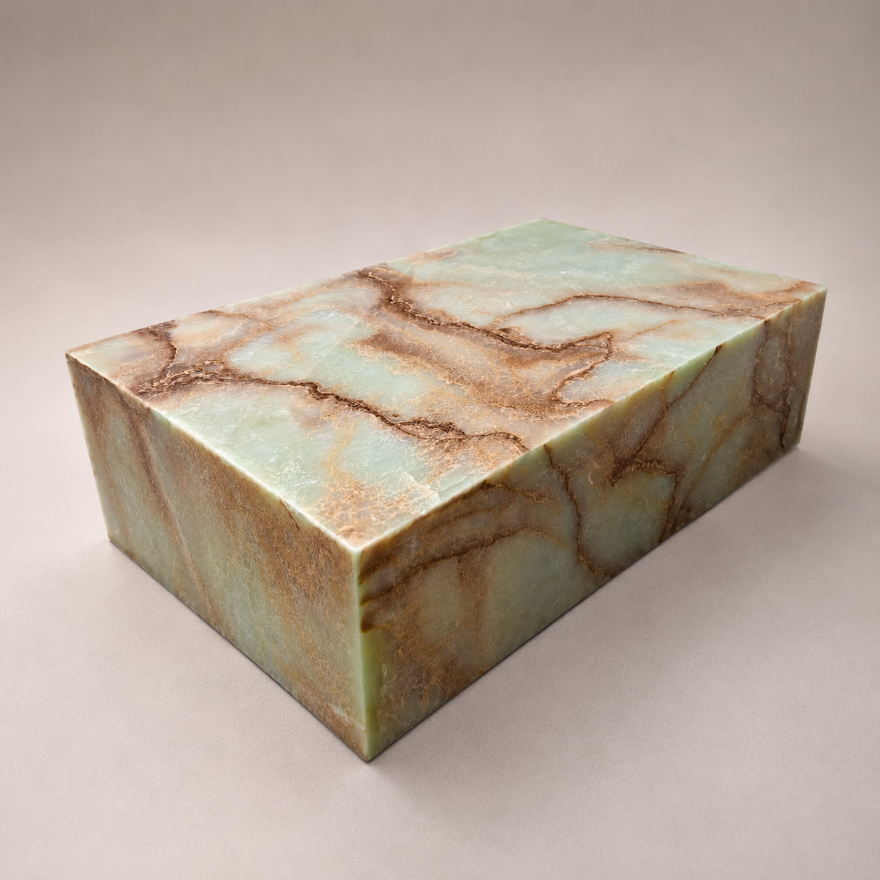 Onyx Green Stone Coffee Table - Handcrafted Rectangular Honed Finish — view 2