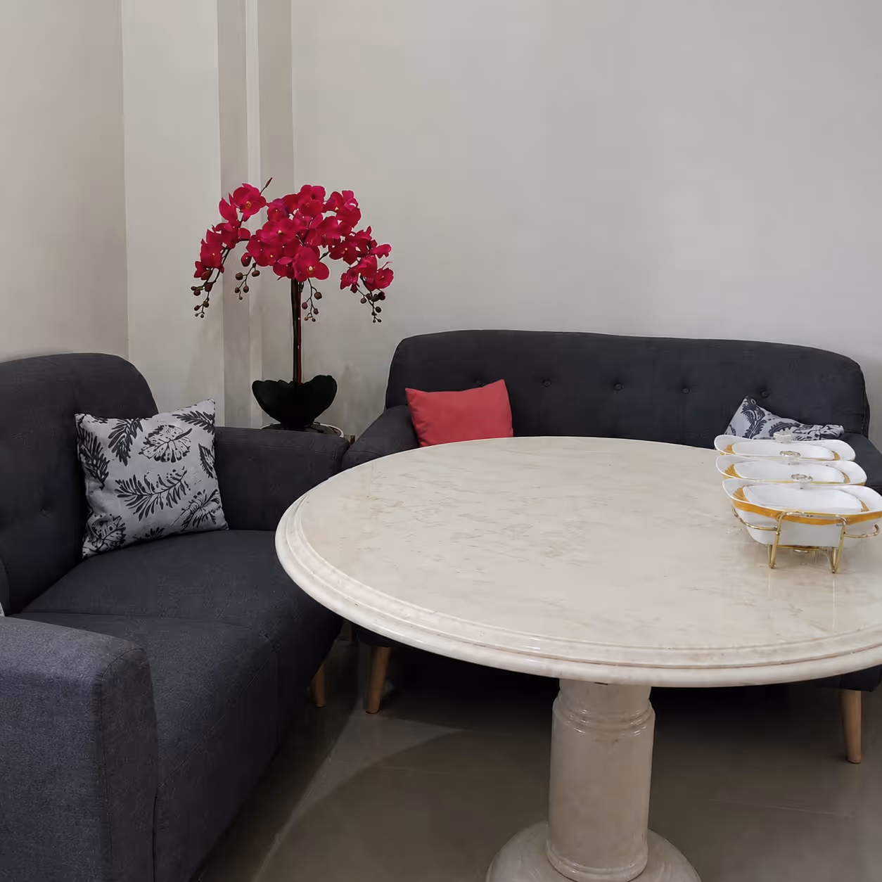 Marble Stone Dining Table - Handcrafted Pedestal — view 4