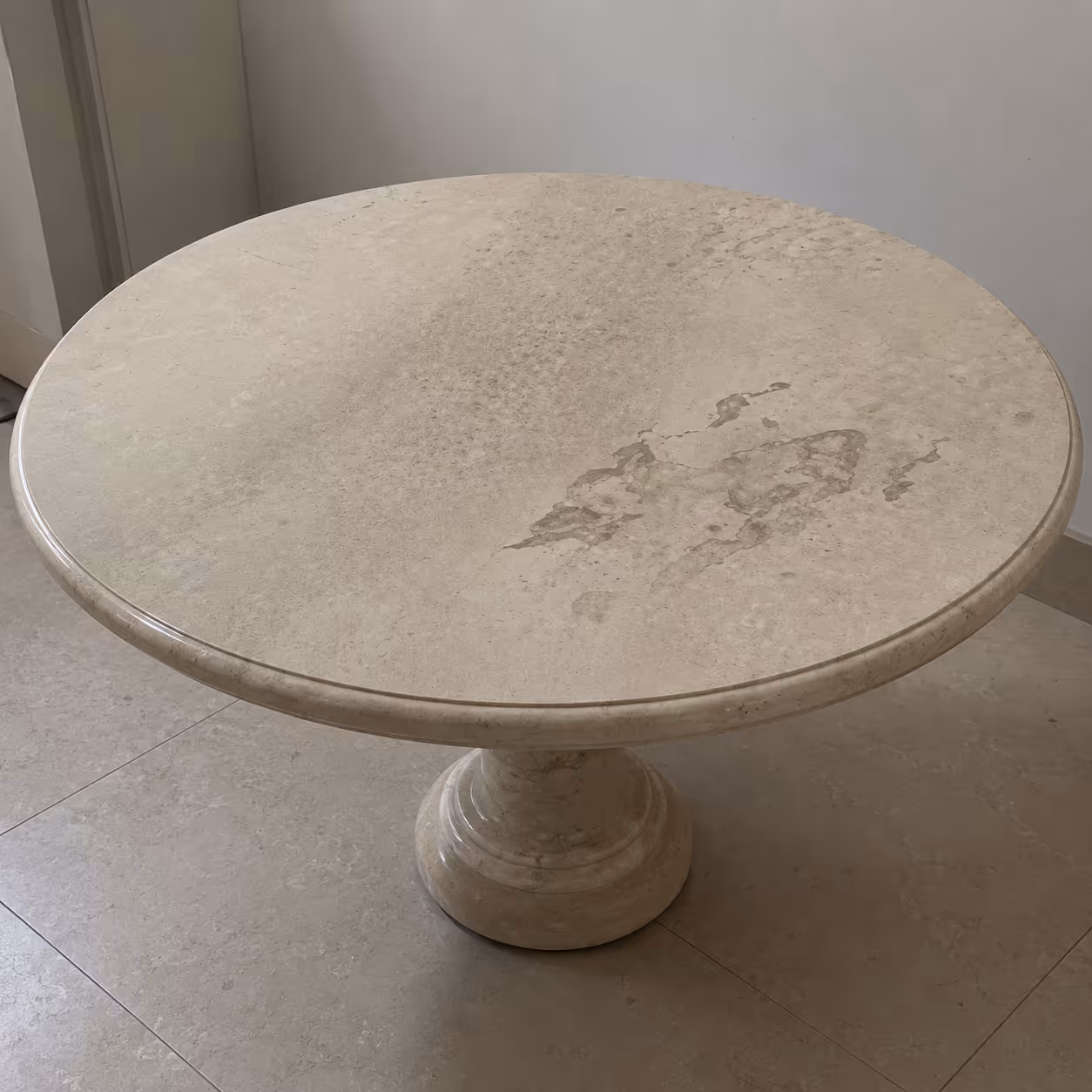 Marble Stone Dining Table - Handcrafted Pedestal